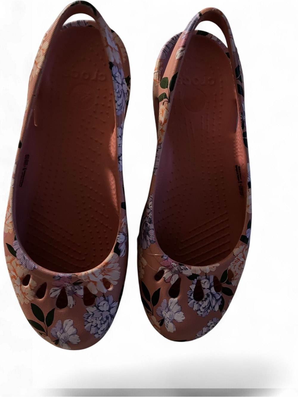 CROCS Women's Dusty Rose Floral Slip-On Flats - Picture 2 of 11